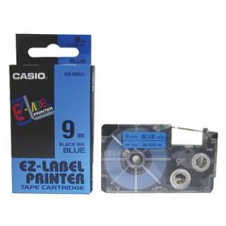 Casio originál páska do tlačiarne štítkov, Casio, XR-9BU1, čierny tlač/modrý podklad, nelaminovaná, 8m, 9mm