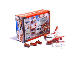 Detské lietadlo s hasičskými vozidlami