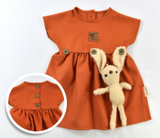 Dievčenské letné šaty - Zajačik, oranžový veľkosť: 68 (4-6m)
