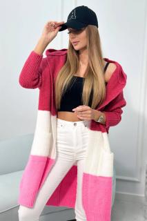 Dámsky sveter s pruhmi UNI pruhy: Cyklámenová-krémová-ružová