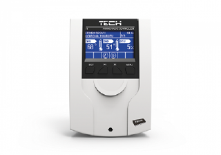 Regulátor pre zmiešavací ventil a čerpadlo TECH EU-i-1 CWU ( Regulácia je vybavená funkciou ekvitermiky, týždenným programom a môže spolupracovať s izbovou reguláciou (priestorovým termostatom pre korekciu teploty ventila podľa teploty v miestnosti))