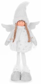 Anjelik s krídlami, látkový, biely 54 cm