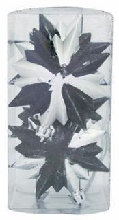 Ozdoba Vianoce, 6 ks, čierno - strieborná, 8x9,5 cm
