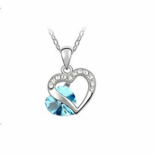 Swarovski náhrdelník srdce - aquamarin