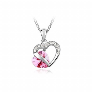 Swarovski náhrdelník srdce - ružová