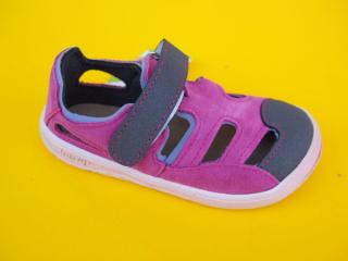 Detské kožené sandálky Jonap - Danny ružová BAREFOOT 863-SK641