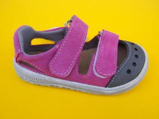 Detské kožené sandálky Jonap - Fela ružová BAREFOOT 860-SK641