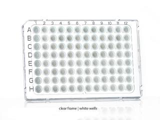 FrameStar® 96 Well Semi-Skirted PCR Plate, ABI® FastPlate Style Farba: white wells, clear frame