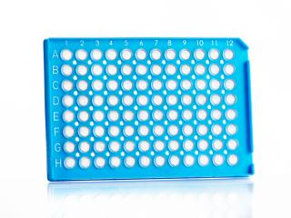 FrameStar® 96 Well Semi-Skirted PCR Plate With Upstand, ABI® Style Farba: clear wells, blue frame
