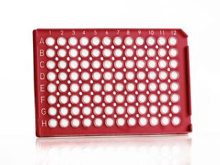 FrameStar® 96 Well Semi-Skirted PCR Plate With Upstand, ABI® Style Farba: clear wells, red frame