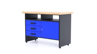 Kovový pracovný stôl WB5 - 3 zásuvky Farebné prevednie: Modrá