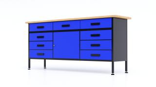 Kovový pracovný stôl WB9 Farebné prevednie: Modrá