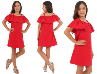 dievčenské letné šaty s volánom červené