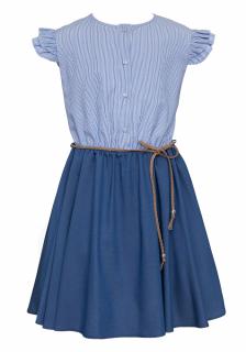 Dievčenské pruhované šaty s džínsovou sukňou (farba modrá)