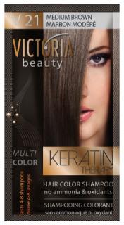 Victoria Beauty Keratin Therapy Tónovací šampon na vlasy V 21, Medium Brown, 4-8 umytí