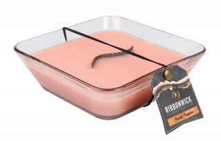 RibbonWick sviečka v skle Peach Poppies Doba horenia: 35-40 hodín, Hmotnosť: 377 g, Rozmery: 160x160 mm