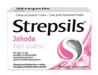 Strepsils Jahoda bez cukru pas.ord.24 x 0,6 mg/1,2 mg