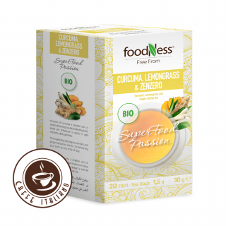 Foodness BIO čaj Kurkuma, citrónová tráva a zázvor 20ks/1,5g  bylinkový čaj