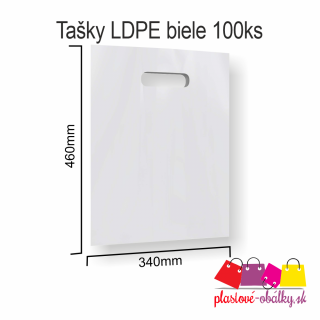 Tašky LDPE Balenie: 100 ks balenie, Farba: Biela, Rozmer: 340 x 460 mm