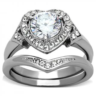Oceľový prsteň zdobený zirkónom Sr1087 Veľkosť prsteňa: 54 (17,2 mm)