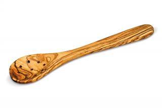 OLIWOOD Dierovaná lyžica 21 cm z olivového dreva