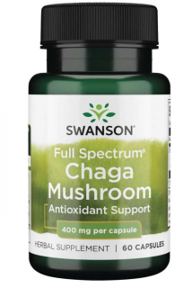 Swanson Chaga Mushroom (medicinálna huba Chaga), 400 mg, 60 kapsúl