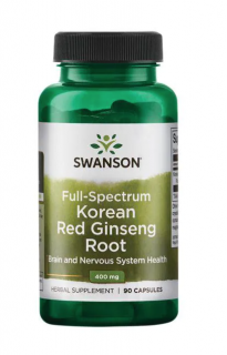 Swanson Full Spectrum Korean Red Ginseng Root (kórejský ženšen) 400 mg, 90 kapsúl