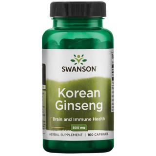 Swanson Korean Ginseng (korejský ženšen), 500 mg 100 kapsúl