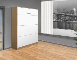 Sklápacia posteľ VS 1054 P - 200x140 cm A nosnost postele: zvýšená nosnosť o 20 kg, farba lamina: buk/biele dvere