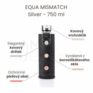 Sklenená fľaša s uzáverom EQUA MISMATCH - Silver 750 ml