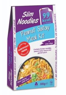 Slim Noodles Hotové jedlo s arašidovou omáčkou Satay a korením (99 kcal, 15,4 g sacharidov / 150 g)