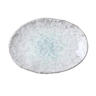 Dezertný tanier AQUA SPLASH 24 x 17 cm, nepravidelný tvar, modrá, kamenina, MIJ