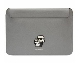 Karl Lagerfeld Saffiano Karl and Choupette Computer Sleeve 14  Silver