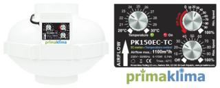 Ventilátor PRIMA KLIMA CTRL 150 EC 1100m3/h - Ø150mm - regulátor + termostat