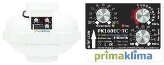 Ventilátor PRIMA KLIMA CTRL 160 EC - 1180m3/h - Ø160mm - regulátor + termostat