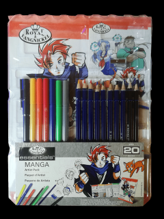 Blok na maľovanie Manga + sada ceruziek a fixí Royal Langnickel (Blok na maľovanie Manga + sada ceruziek a fixí Royal Langnickel)