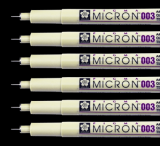 Technické pero SAKURA Pigma Micron® 003  - 0,15 mm čierne (Mikrónové perá Sakura Pigma Micron® 003 - 0,15 mm)