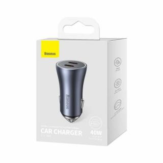 Baseus Car Charger Golden Contactor Pro fast Charger C+C 40W Gray (CGJP000013)