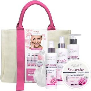 ROSE WATER darčekový kôš kozmetiky s ružovou vodou EXCLUSIVE v taške