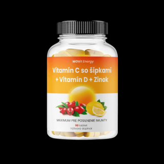 MOVit Vitamín C 1200 mg so šípkami + Vitamín D + Zinok PREMIUM 90 tabliet