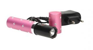 Paralyzér s LED baterkou v tvare rúžu ružový