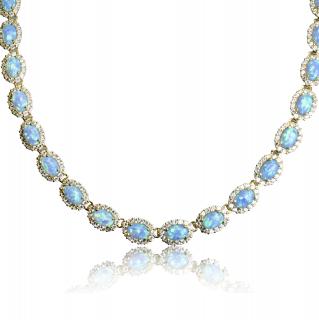 GOLDIE Zlatý náhrdelník s modrými opálmi LNL282.TR