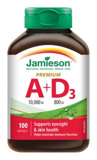 Jamieson Vitamín A a D Premium 10000 IU/ 800 IU 100 kapsúl