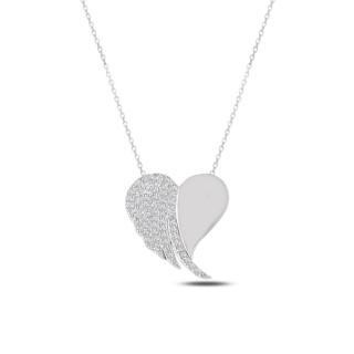 Strieborný náhrdelník anjelské srdce so zirkónmi