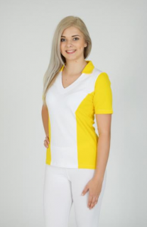 -10% Dámske tričko strih princes rôzne farebné kombinácie, biela + bledo žltá, L (Zdravotnícke oblečenie)