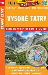 701 Vysoké Tatry 1:25tis podrobná turistická mapa SHOCart / 2017