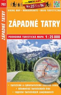 702 Západné Tatry 1:25tis podrobná turistická mapa SHOCart / 2018