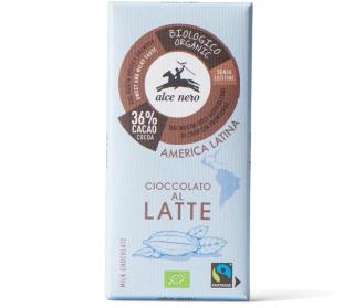 Alce Nero BIO Mliečna čokoláda 36%, Fairtrade, Bezlepková, 100 g